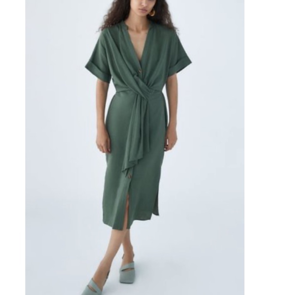 Zara midi dress with front tie